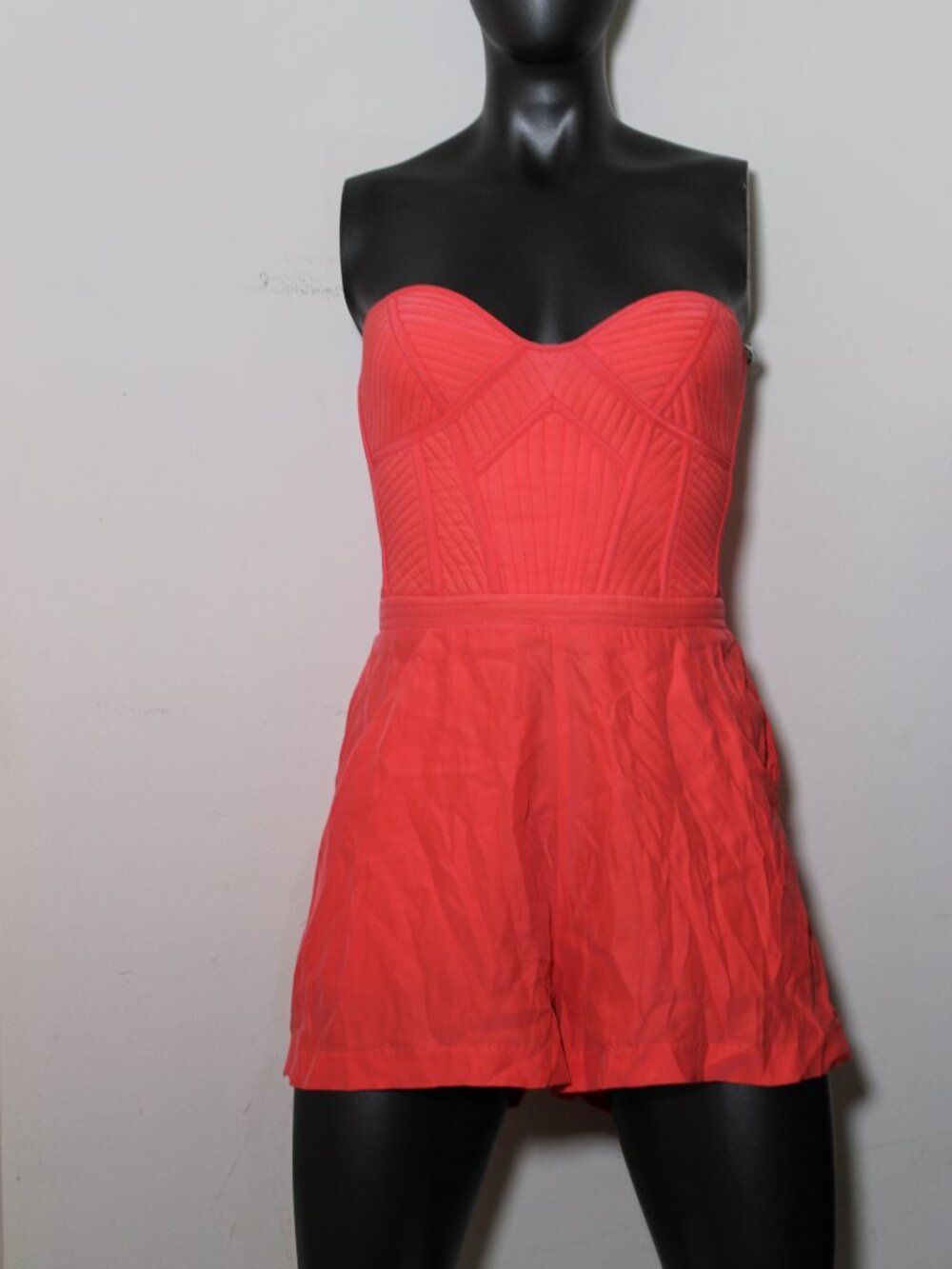 Parker Coral Strapless Bandage Romper - Size Small